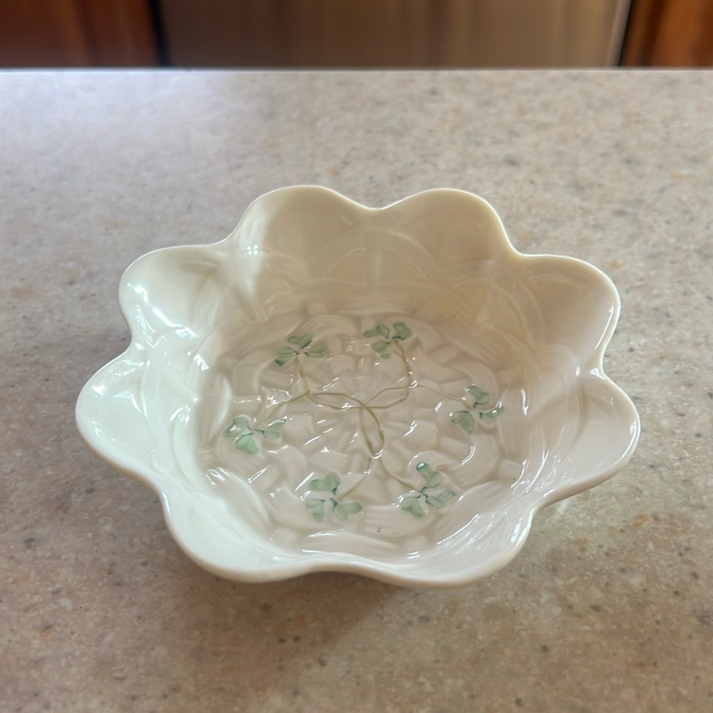 Belleek Ireland scalloped edge small dish